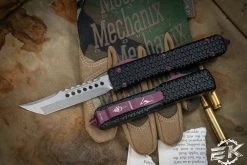 Microtech Ultratech Tri Grip Hellhound OTF Automatic Knife Black Cherry Hardware 3.4" Stonewash 119T-10BCEKS (EKnives EKclusive)