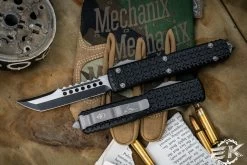 Microtech Ultratech Tri Grip Gun Metal Hardware OTF Automatic Knife 3.4" Hellhound 119T-1GMEKS (EKnives EKclusive)