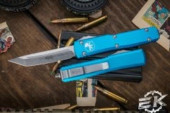 Microtech Ultratech OTF Automatic Knife Turquoise 3.4" Tanto Stonewash 123-10TQ