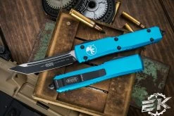 Microtech Ultratech OTF Automatic Knife Turquoise 3.4" Tanto Black 123-1TQ