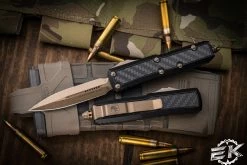 Microtech Daytona Carbon Fiber Inlay OTF Automatic Knife 3" Bronze Dagger 126-13CFIS