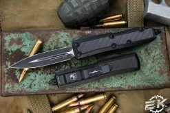 Microtech Daytona OTF Automatic Knife Carbon Fiber Inlay 3.1" Dagger Black Tactical 126-1TCFIS
