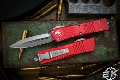 Microtech Troodon OTF Automatic Knife Red 3" Dagger Stonewash 138-10RD