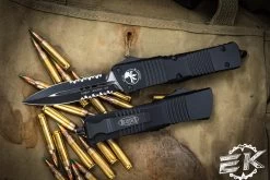 Microtech Combat Troodon OTF Automatic Knife 3.8" Dagger Black Serrated 142-2T