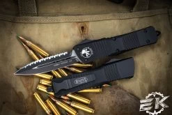 Microtech Combat Troodon OTF Automatic Knife 3.8" Dagger Serrated Black 142-3T