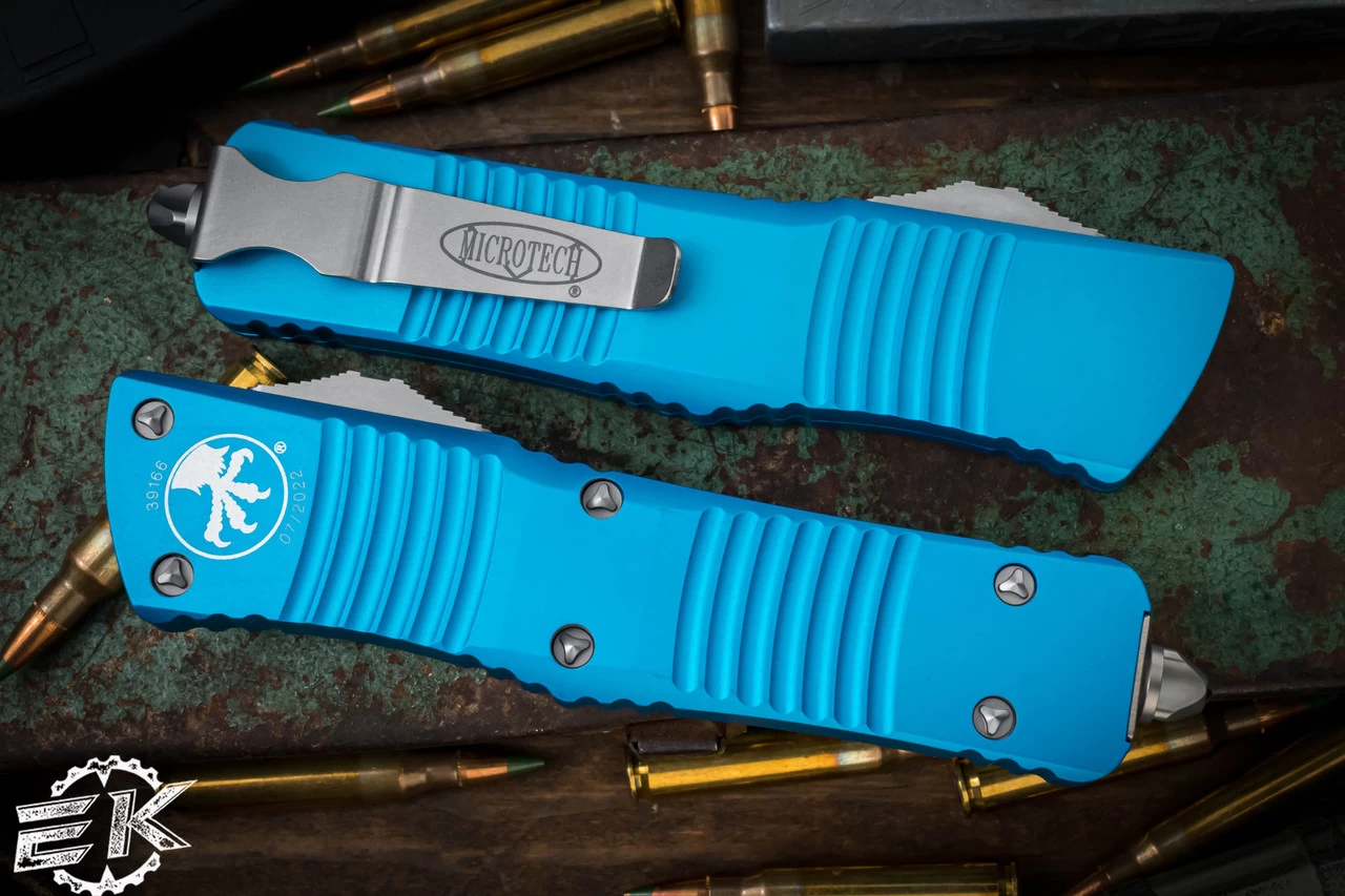 Microtech Combat Troodon OTF Automatic Turquoise 3.8" D/E Satin 142-4TQ - Image 3