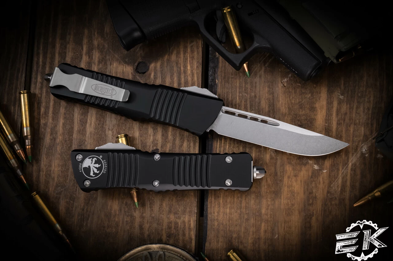 Microtech Combat Troodon OTF Automatic Knife 3.8" Drop Point Stonewash 143-10 - Image 2