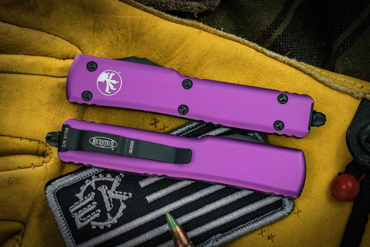 Microtech UTX-70 OTF Automatic Knife Violet 2.4" Dagger Black 147-1VI - Image 3