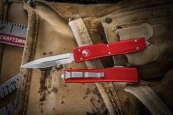 Microtech UTX-70 OTF Automatic Knife Red 2.4" Dagger Satin 147-4RD