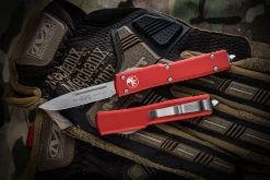Microtech UTX-70 OTF Automatic Knife Red 2.4" Drop Point Stonewash 148-10RD