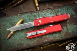 Microtech UTX-70 OTF Automatic Knife Red 2.4" Drop Point Satin 148-4RD