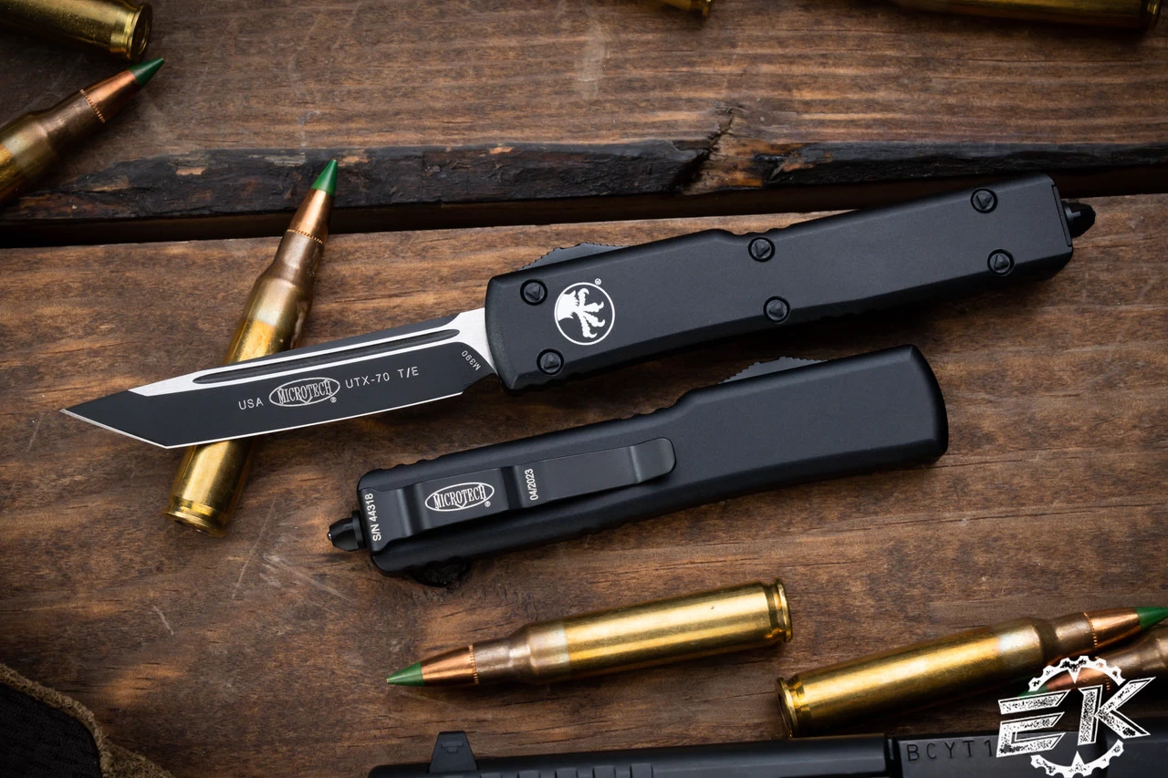 Microtech UTX-70 OTF Automatic Knife 2.4" Tanto Black Tactical 149-1T