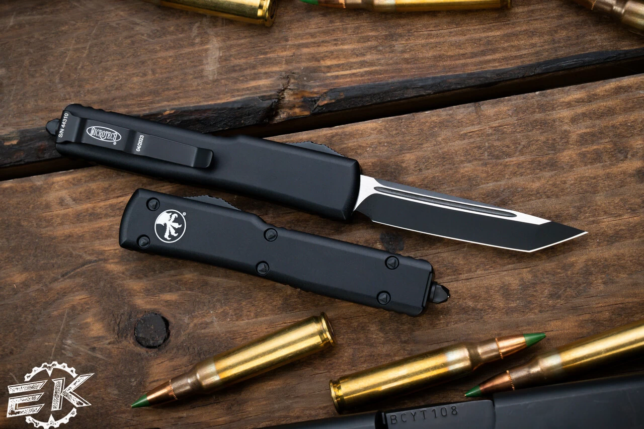 Microtech UTX-70 OTF Automatic Knife 2.4" Tanto Black Tactical 149-1T - Image 2