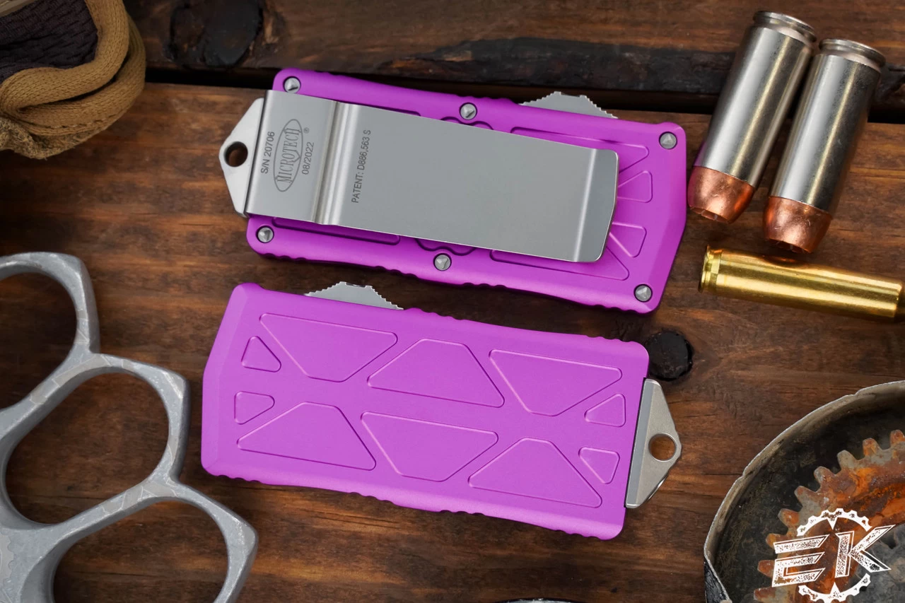 Microtech Exocet Money Clip OTF Automatic Knife Violet 1.9" Stonewash 157-10VI - Image 3