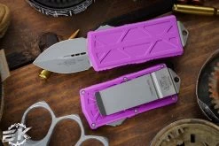 Microtech Exocet Money Clip OTF Automatic Knife Violet 1.9" Stonewash 157-10VI
