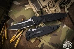 Microtech Socom Elite Manual Folding Knife 4" Clip-Point Black Serrated 160-2T