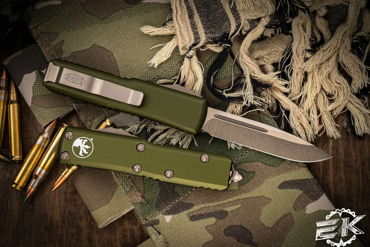 Microtech UTX-85 OTF Automatic Knife OD Green 3.1" Drop Point Bronze 231-13OD - Image 2