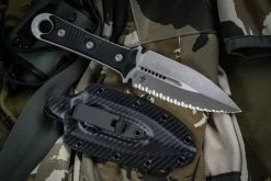 Microtech/Borka SBD Fixed Blade Knife Black G10 4.3" Dagger Serrated Apocalyptic Stonewash 201-12AP
