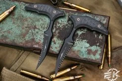 Microtech Bastinelli "Double Bee" Push Dagger Knives Carbon Fiber 2.5" DLC Black Serrated 218D-3DLCCFS