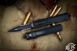 Microtech Dirac OTF Automatic Knife 3" D/E Dagger Black Serrated 225-2T