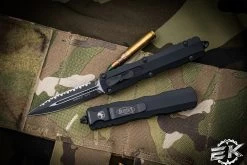 Microtech Dirac OTF Automatic Knife 3" Dagger Black Serrated 225-3T