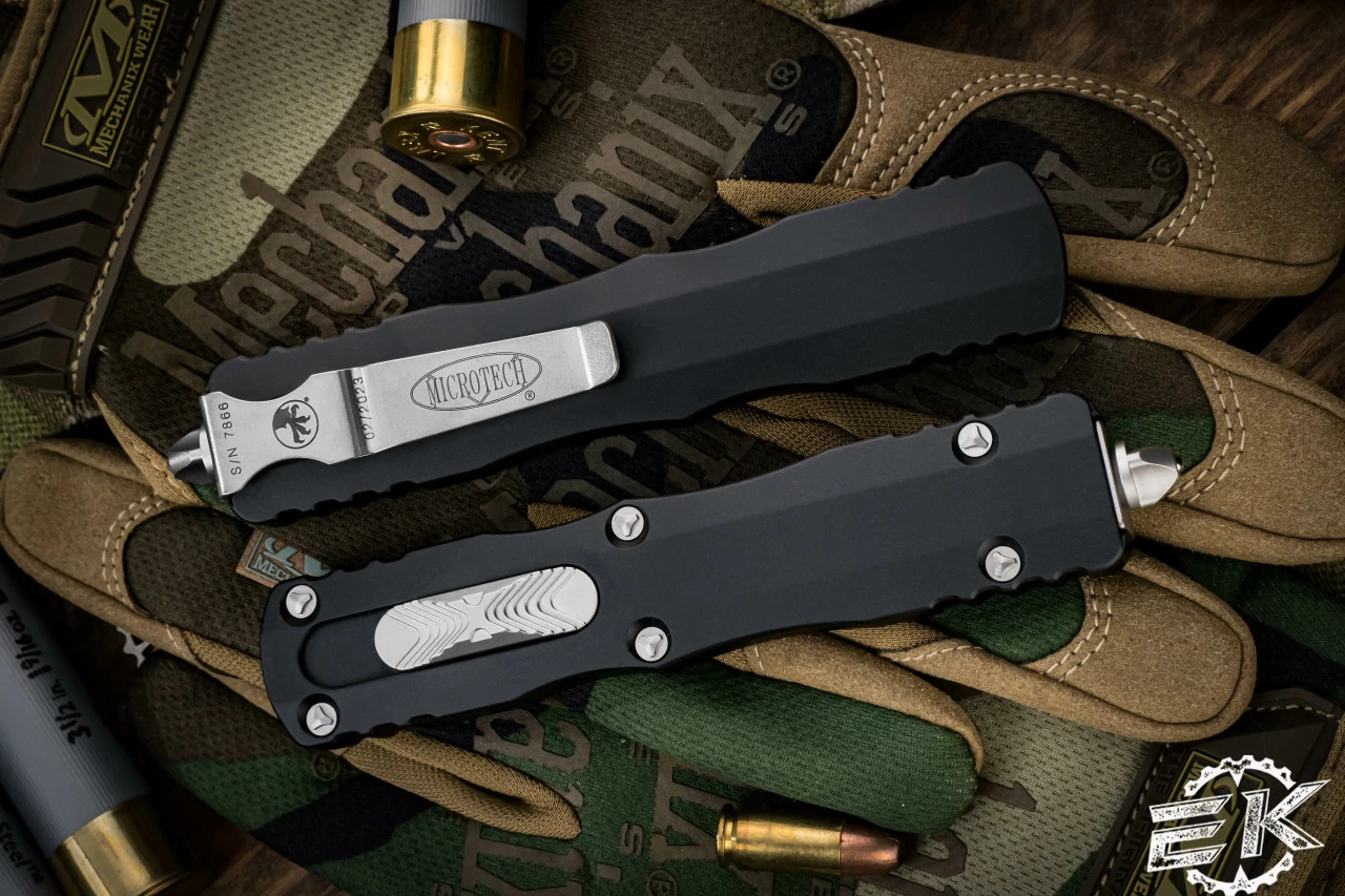 Microtech Dirac Delta OTF Automatic Knife 3.75" Dagger Stonewash 227-10 - Image 3