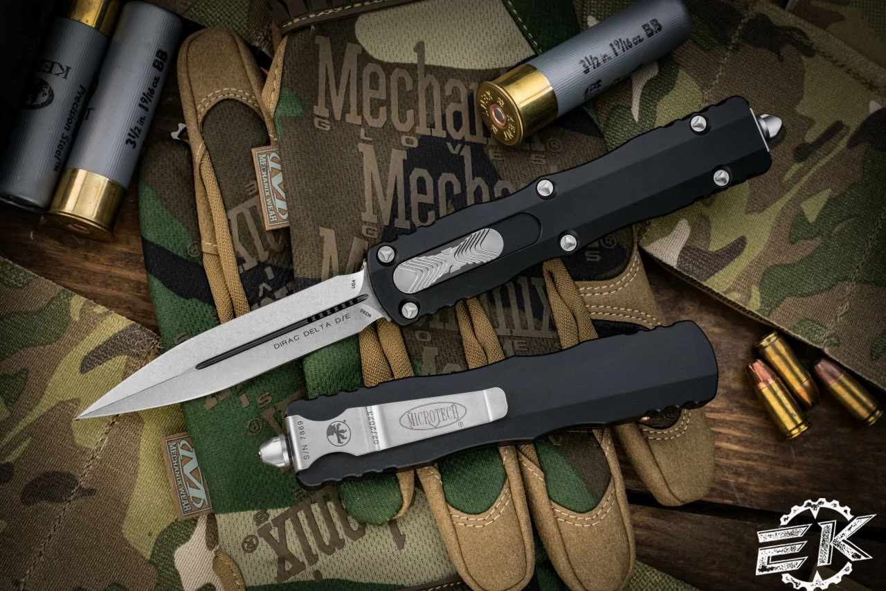 Microtech Dirac Delta OTF Automatic Knife 3.75" Dagger Stonewash 227-10