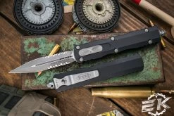 Microtech Dirac Delta OTF Automatic Knife 3.75" Dagger Stonewash Apocalyptic Serrated 227-11AP