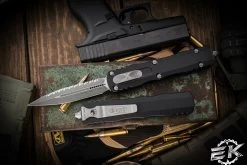 Microtech Dirac Delta OTF Automatic Knife 3.75" Dagger Stonewash Apocalyptic Serrated 227-12AP