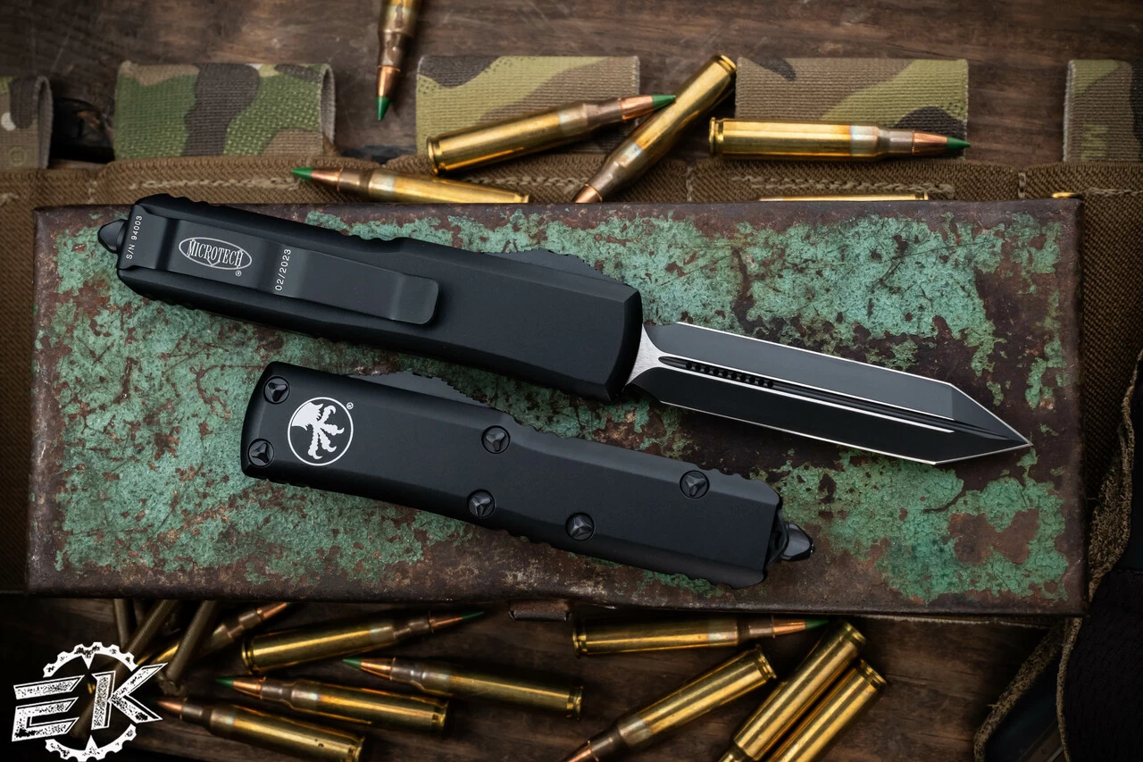 Microtech UTX-85 Spartan OTF Automatic Knife 3.1" Black 230-1T - Image 2