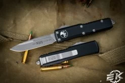 Microtech UTX-85 OTF Automatic Knife Black 3.1" Drop Point Apocalyptic Stonewash 231-10AP
