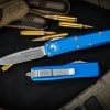 Microtech UTX-85 OTF Automatic Knife Blue 3.1" Drop Point Stonewash 231-10BL