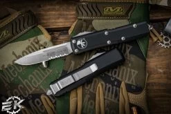 Microtech UTX-85 OTF Automatic Knife S/E 3" Drop Point Satin Serrated 231-5