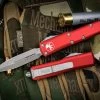 Microtech UTX-85 OTF Automatic Knife Red 3.1" Dagger Apocalyptic Stonewash 232-10APRD