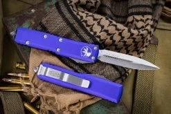 Microtech UTX-85 OTF Automatic Knife Purple 3.1" Dagger Stonewash 232-10PU