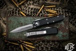 Microtech UTX-85 Black OTF Automatic Knife 3" Dagger Stonewash 232-10