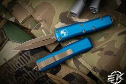 Microtech UTX-85 OTF Automatic Knife Blue 3.1" Dagger Bronze Apocalyptic 232-13APBL