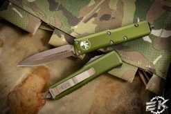 Microtech UTX-85 OD Green OTF Auto 3" Dagger Bronze Apocalyptic SW 232-13APOD