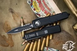 Microtech UTX-85 OTF Automatic Knife 3.1" Dagger Black Serrated 232-2T