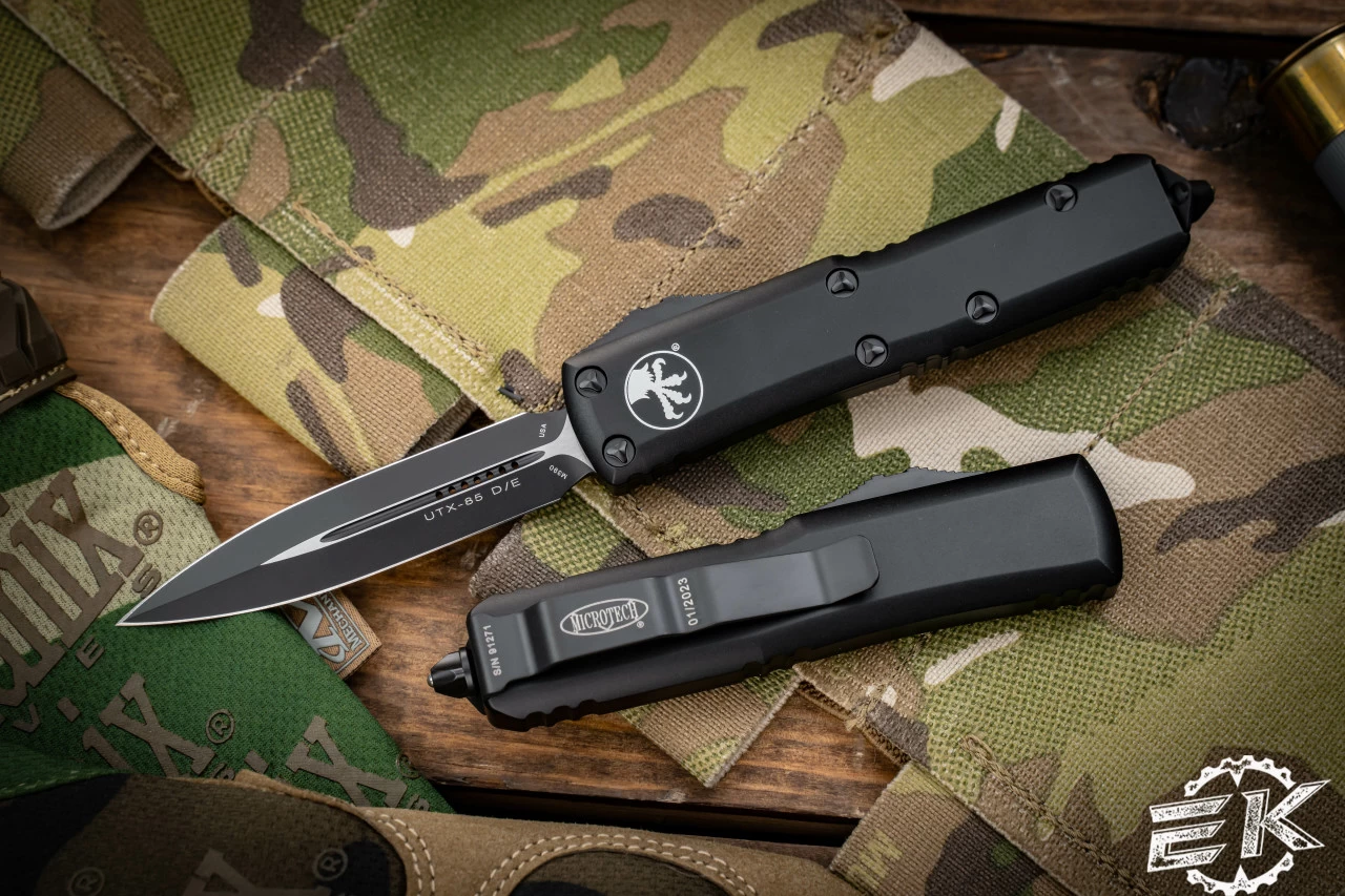Microtech UTX-85 OTF Automatic Knife 3.1" Dagger Black Tactical 232-1T