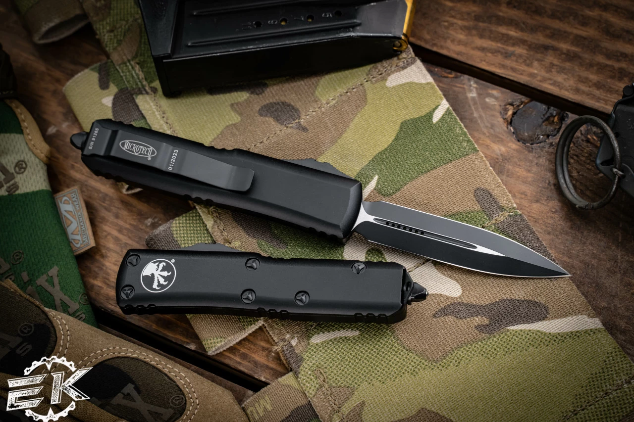 Microtech UTX-85 OTF Automatic Knife 3.1" Dagger Black Tactical 232-1T - Image 2