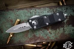 Microtech Mini Troodon OTF Automatic Cali Legal Knife 1.9" Dagger Stonewash 238-10
