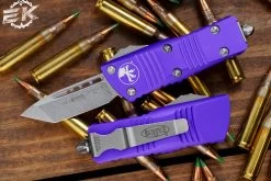 Microtech Troodon Mini Purple OTF Automatic Knife 1.9" Tanto Stonewash 240-10PU
