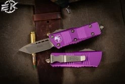 Microtech Troodon Mini OTF Automatic Knife Violet 1.9" Tanto Bronze 240-13VI