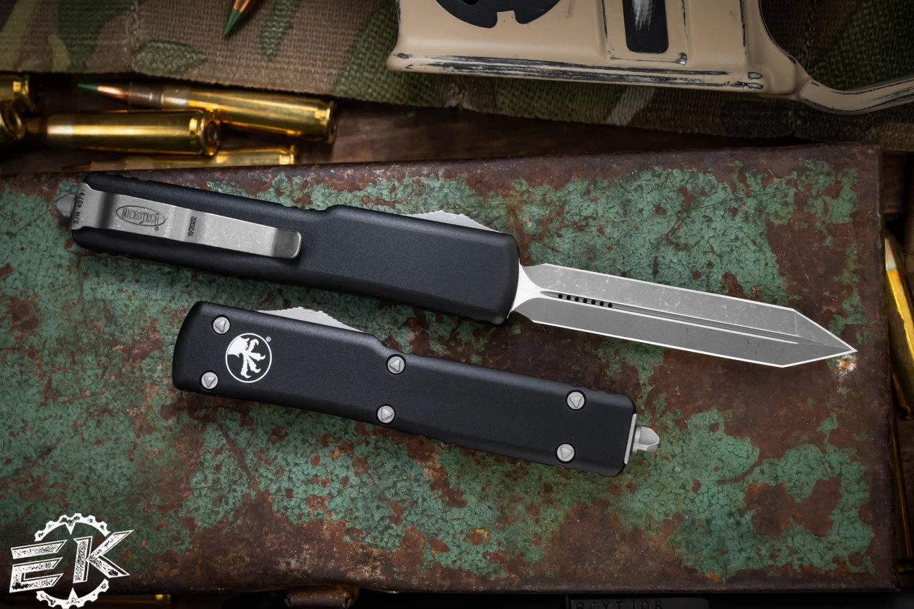 Microtech UTX-70 OTF Automatic Knife 2.4" Spartan Apocalyptic Stonewash 249-10AP - Image 2