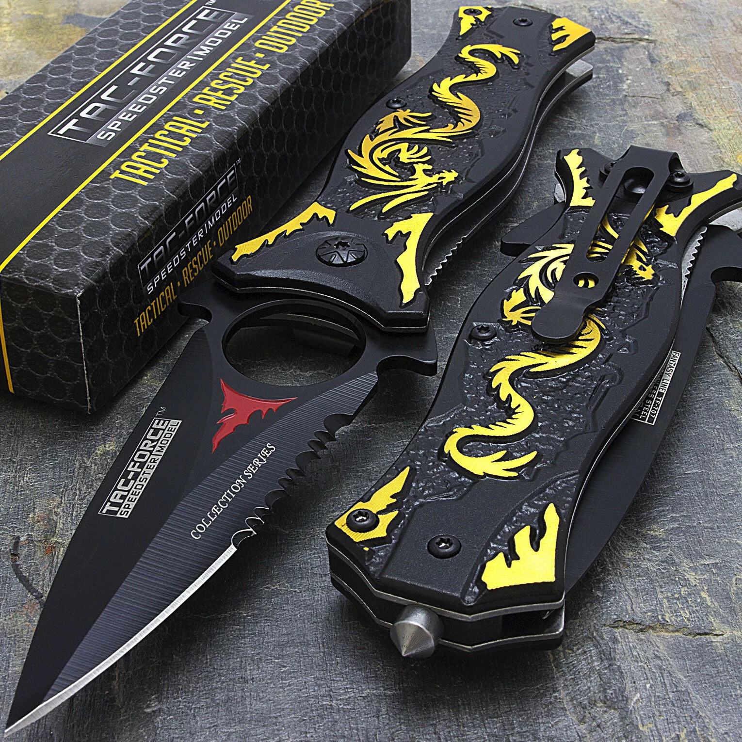 8.0" TAC FORCE GOLD DRAGON FANTASY ASSISTED OPEN TACTICAL FOLDING POCKET KNIFE