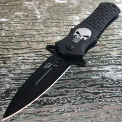 8.5" Dark Side Blades Punisher Skull Fantasy Pocket Knife (DS-A014BK)