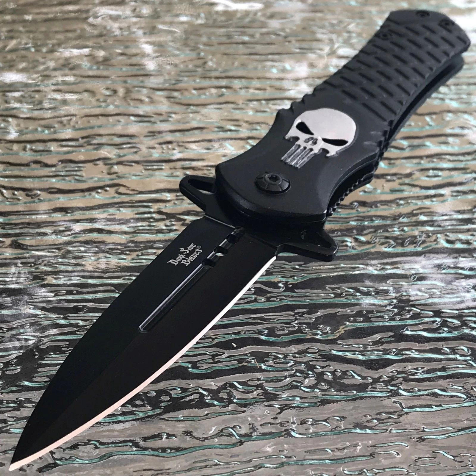 8.5" Dark Side Blades Punisher Skull Fantasy Pocket Knife (DS-A014BK)