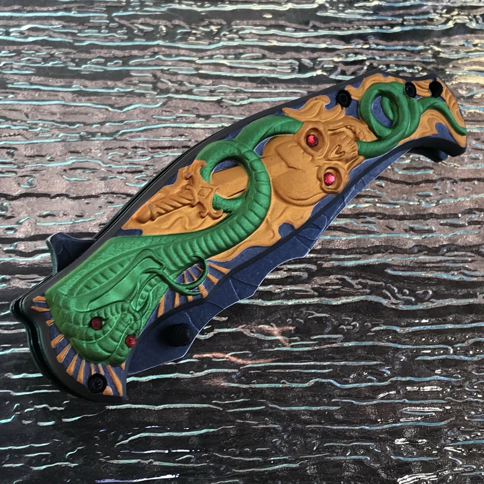 Dark Side Blades Spring Assisted Tactical Fantasy Cobra Snake Knife - Image 4