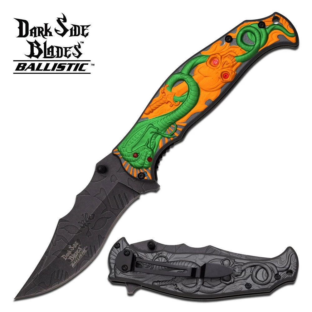 Dark Side Blades Spring Assisted Tactical Fantasy Cobra Snake Knife - Image 11